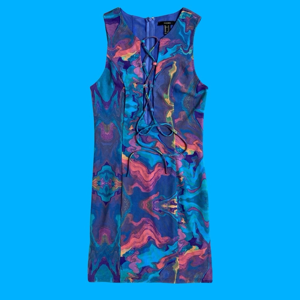 FOREVER21 Marble Print Sheer Mini Bodycon Dress